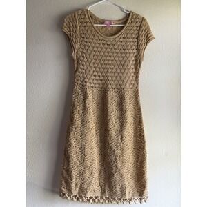 LILLY PULITZER Paley Gold Sweater Dress With Lining Cami SZ Small $198 MSRP